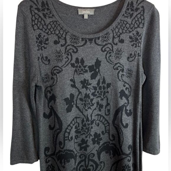 NEIMAN MARCUS Sweater Dress in Dark Gray and Black Size Medium - Picture 3 of 8
